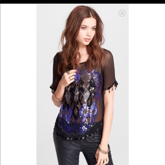 Free People Talk That Talk Embellished Top